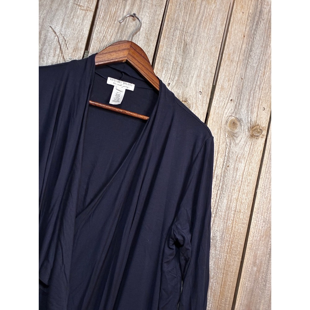 Barefoot Dreams Luxe Milk Jersey Cardigan Navy Blue Open Front Wrap Style 174 L